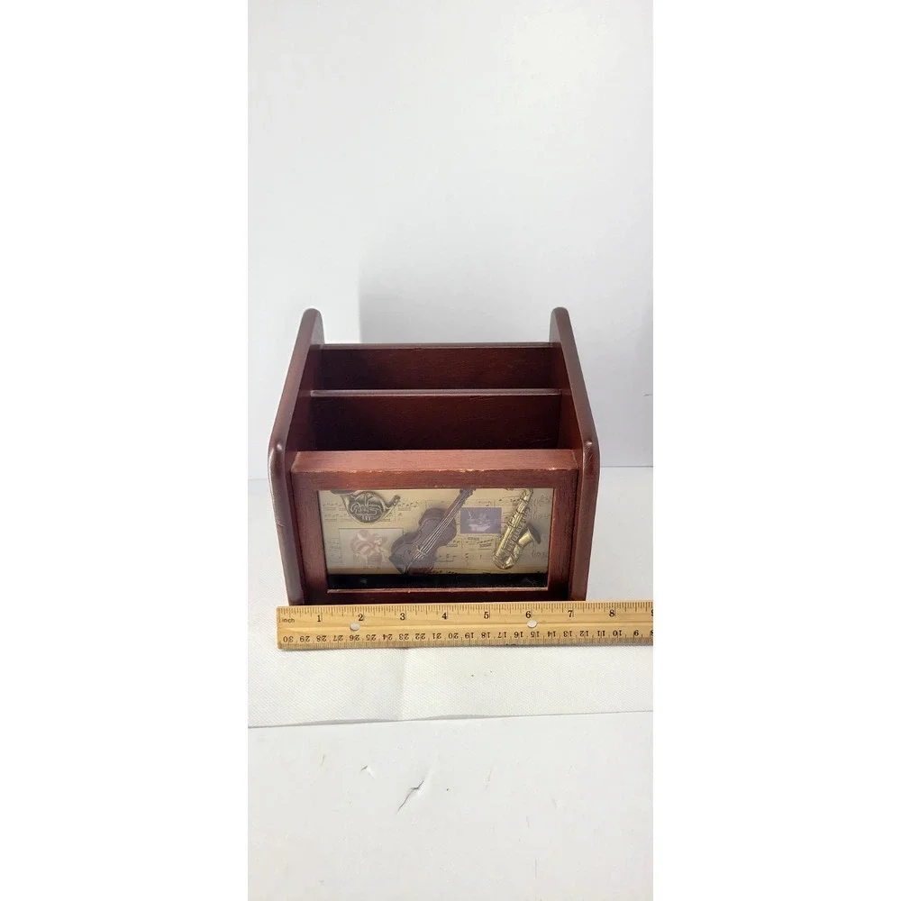 Arister Gifts 2004 Wood Desk Organizer Music Violin Saxophone Mail Pen Holder